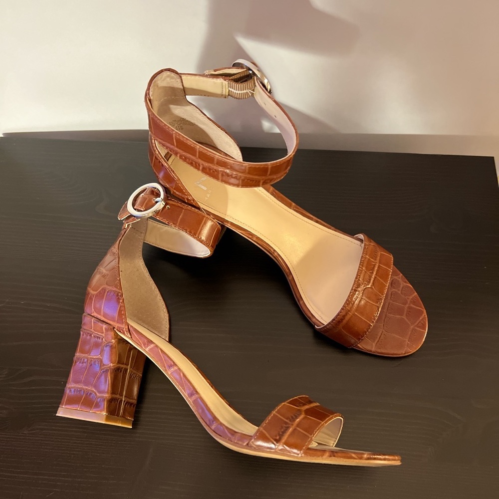 Marc Fisher Embossed Croc Leather Sandals